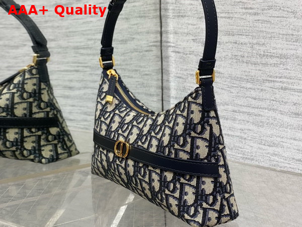 Dior 30 Montaigne Mini Hobo Shoulder Bag in Blue Dior Oblique Jacquard Replica