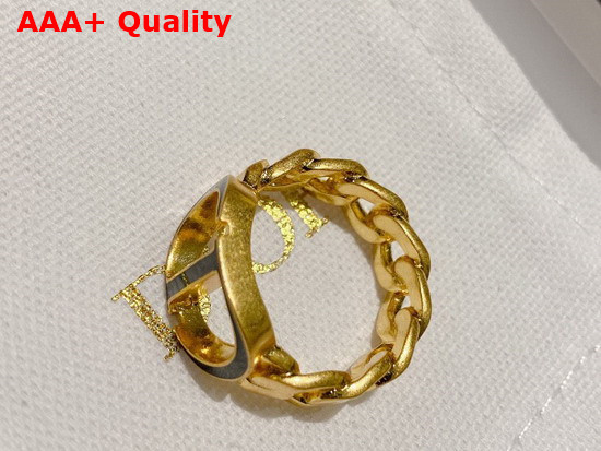Dior 30 Montaigne Ring Gold Finish Metal and Black Lacquer Replica