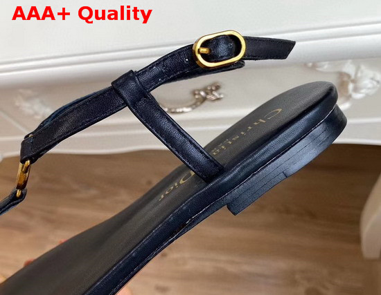 Dior 30 Montaigne Sandal in Black Calfskin Replica