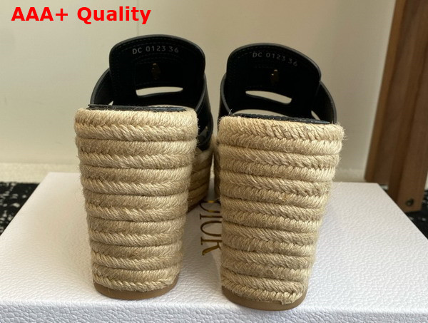 Dior 30 Montaigne Wedge Slide in Black Calfskin Replica