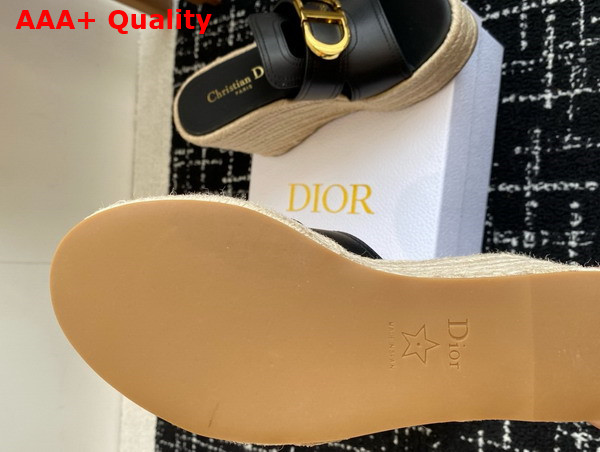 Dior 30 Montaigne Wedge Slide in Black Calfskin Replica