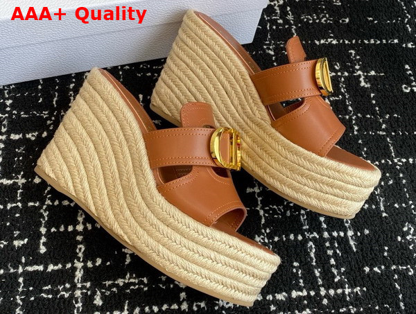 Dior 30 Montaigne Wedge Slide in Camel Calfskin Replica