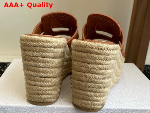 Dior 30 Montaigne Wedge Slide in Camel Calfskin Replica