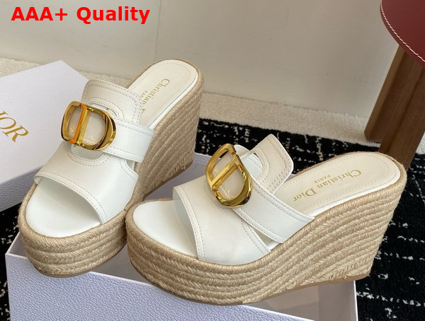 Dior 30 Montaigne Wedge Slide in White Calfskin Replica