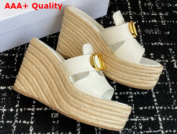 Dior 30 Montaigne Wedge Slide in White Calfskin Replica
