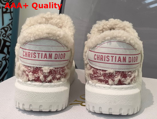 Dior Addict Sneaker Burgundy Toile de Jouy Embroidered Natural Shearling Replica