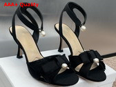 Dior Adiorable Heeled Sandal in Black Fringed Grosgrain Replica