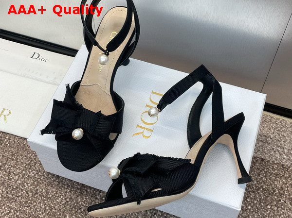 Dior Adiorable Heeled Sandal in Black Fringed Grosgrain Replica