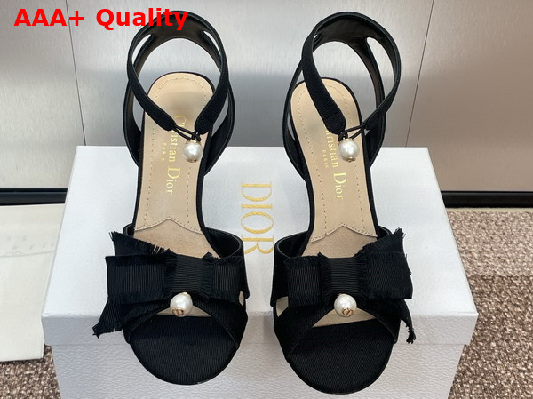 Dior Adiorable Heeled Sandal in Black Fringed Grosgrain Replica