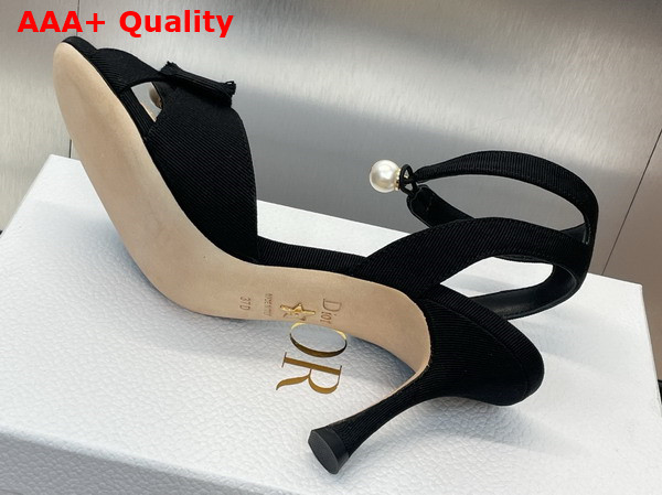 Dior Adiorable Heeled Sandal in Black Fringed Grosgrain Replica