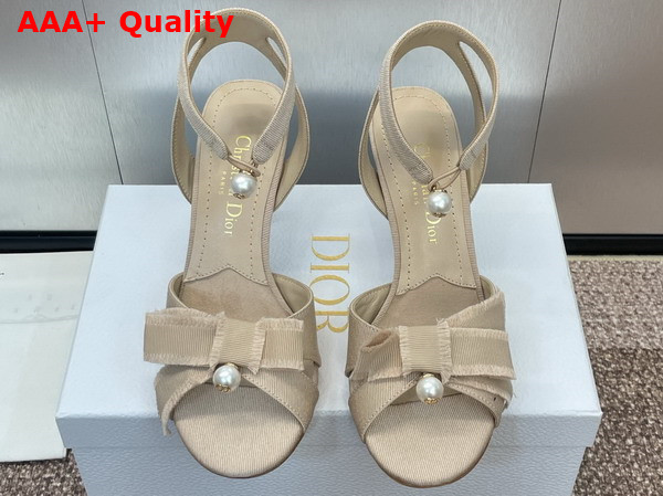 Dior Adiorable Heeled Sandal in Nude Fringed Grosgrain Replica