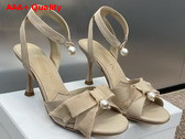 Dior Adiorable Heeled Sandal in Nude Fringed Grosgrain Replica