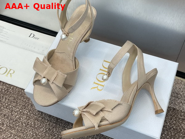 Dior Adiorable Heeled Sandal in Nude Fringed Grosgrain Replica