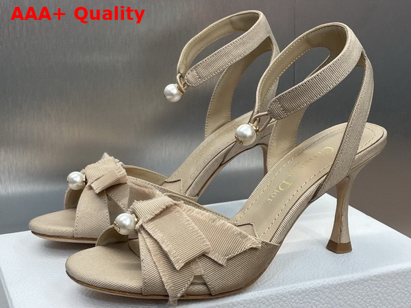 Dior Adiorable Heeled Sandal in Nude Fringed Grosgrain Replica