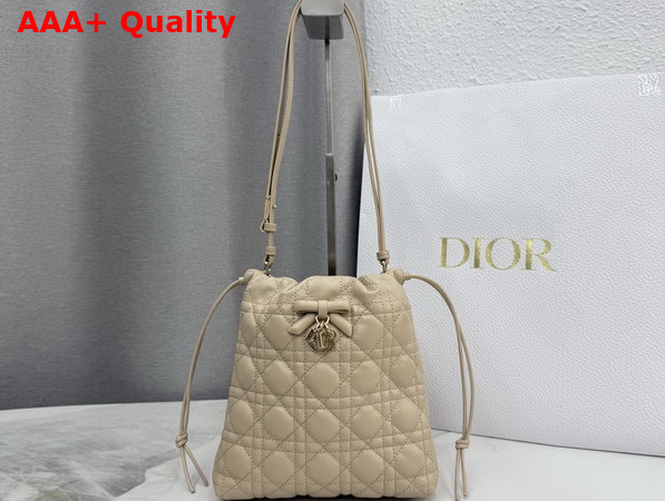 Dior Adiorable Mini Bucket Bag in Beige Cannage Lambskin Replica