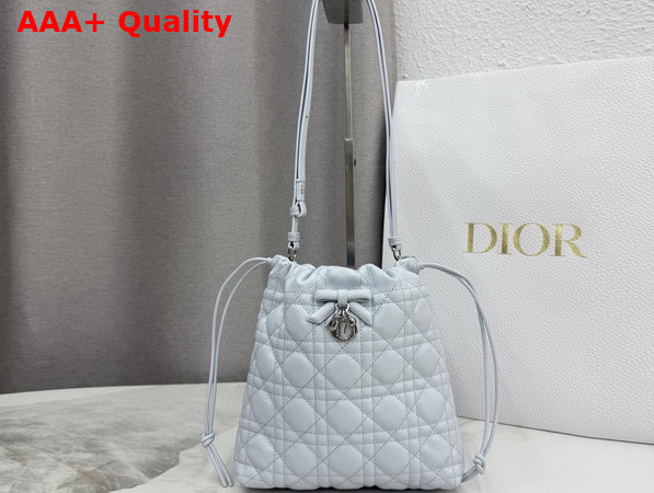 Dior Adiorable Mini Bucket Bag in Ice Blue Cannage Lambskin Replica