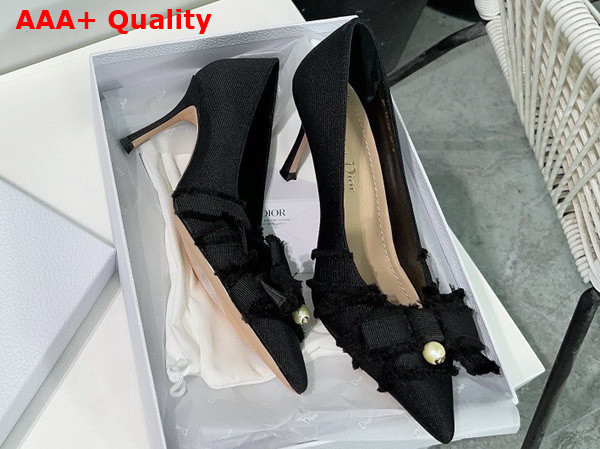 Dior Adiorable Pump in Black Fringed Grosgrain Replica