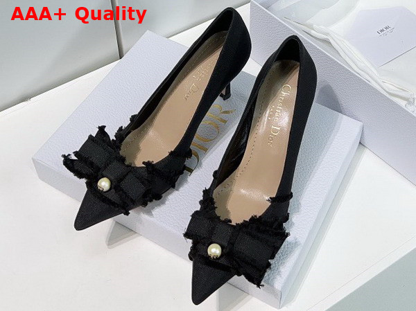 Dior Adiorable Pump in Black Fringed Grosgrain Replica