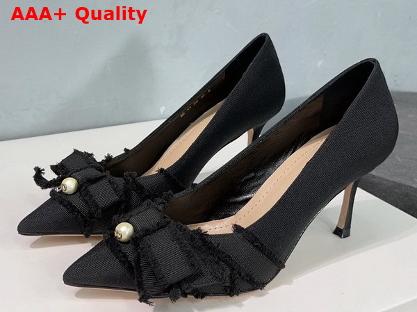 Dior Adiorable Pump in Black Fringed Grosgrain Replica
