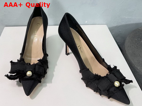 Dior Adiorable Pump in Black Fringed Grosgrain Replica