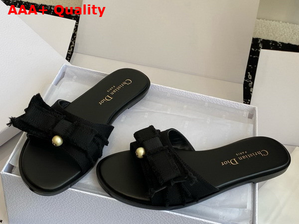 Dior Adiorable Slide in Black Fringed Grosgrain Replica