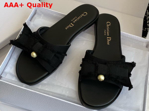 Dior Adiorable Slide in Black Fringed Grosgrain Replica