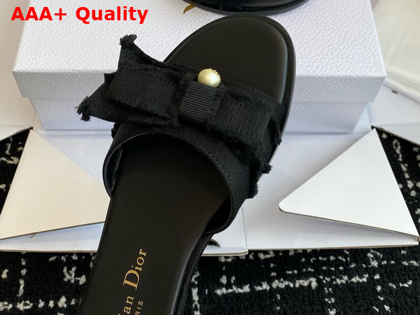 Dior Adiorable Slide in Black Fringed Grosgrain Replica