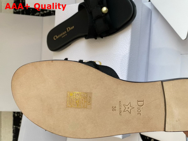 Dior Adiorable Slide in Black Fringed Grosgrain Replica