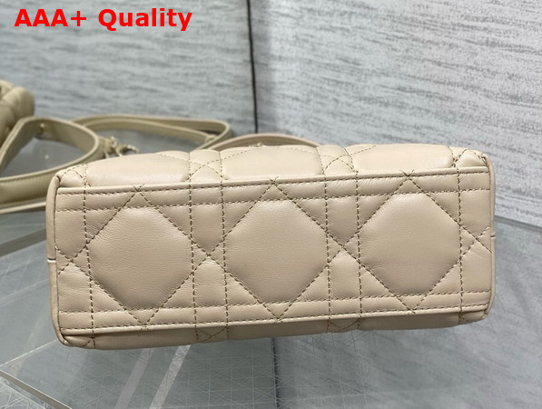 Dior Adiorable Top Handle Mini Bag in Beige Macrocannage Lambskin Replica