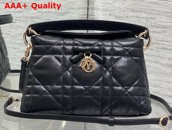 Dior Adiorable Top Handle Mini Bag in Black Macrocannage Lambskin Replica