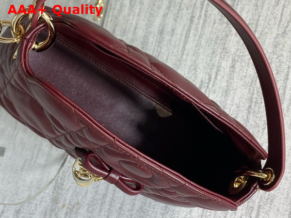 Dior Adiorable Top Handle Mini Bag in Burgundy Macrocannage Lambskin Replica