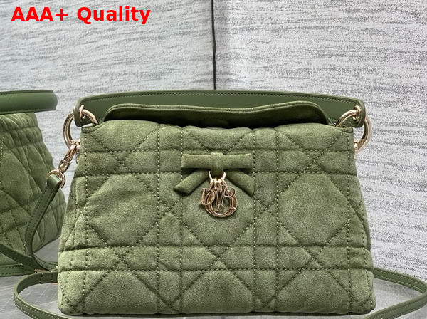 Dior Adiorable Top Handle Mini Bag in Cedar Green Macrocannage Suede Goatskin Replica