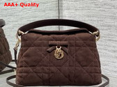 Dior Adiorable Top Handle Mini Bag in Cocoa Macrocannage Suede Goatskin Replica
