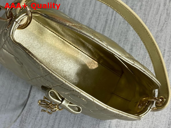 Dior Adiorable Top Handle Mini Bag in Metallic Gold Macrocannage Lambskin Replica