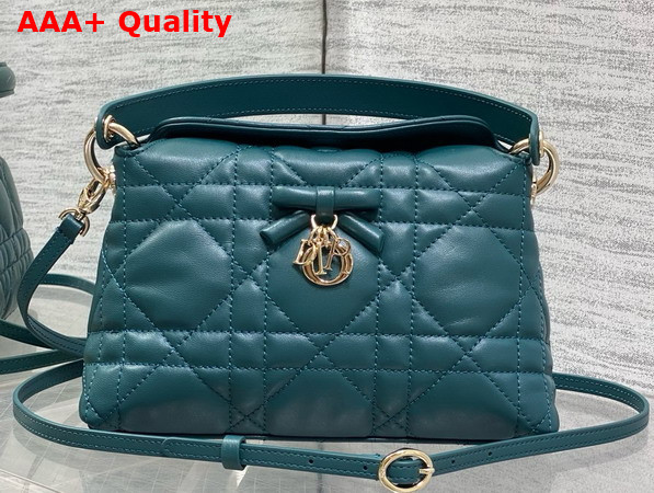 Dior Adiorable Top Handle Mini Bag in Peacock Blue Macrocannage Lambskin Replica