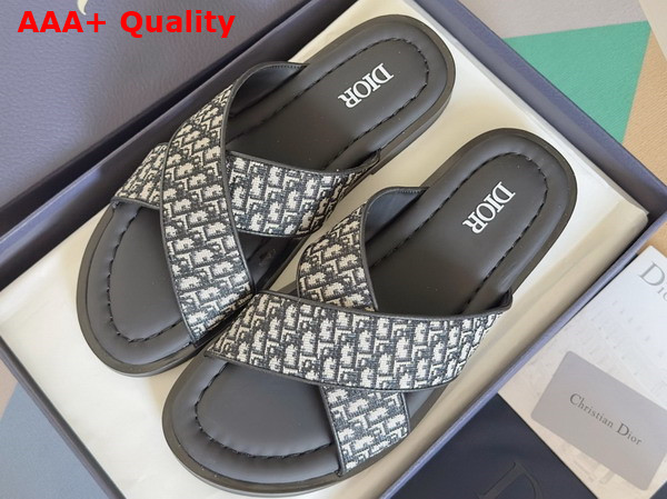 Dior Alias Sandal in Beige and Black Dior Oblique Jacquard Replica