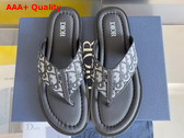 Dior Alias Thong Sandal in Beige and Black Dior Oblique Jacquard Replica