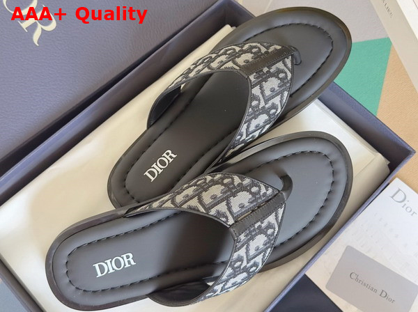 Dior Alias Thong Sandal in Beige and Black Dior Oblique Jacquard Replica