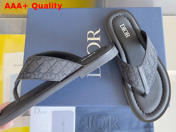 Dior Alias Thong Sandal in Black Dior Oblique Jacquard Replica