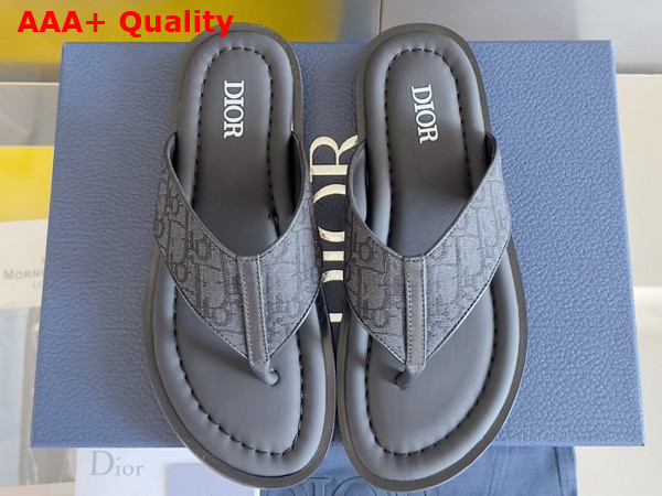 Dior Alias Thong Sandal in Black Dior Oblique Jacquard Replica
