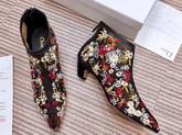 Dior Ankle Boot in Dotted Swiss Tulle Adorned with Floral Embroidery 4cm Heel For Sale