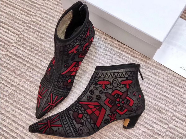 Dior Ankle Boot in Dotted Swiss Tulle Adorned with Geometric Embroidery 4cm Heel For Sale