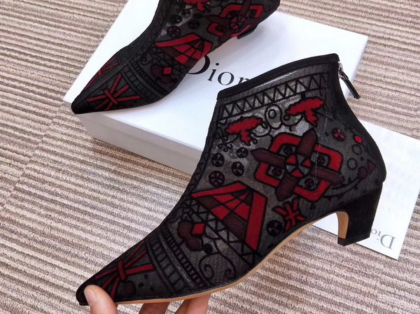 Dior Ankle Boot in Dotted Swiss Tulle Adorned with Geometric Embroidery 4cm Heel For Sale