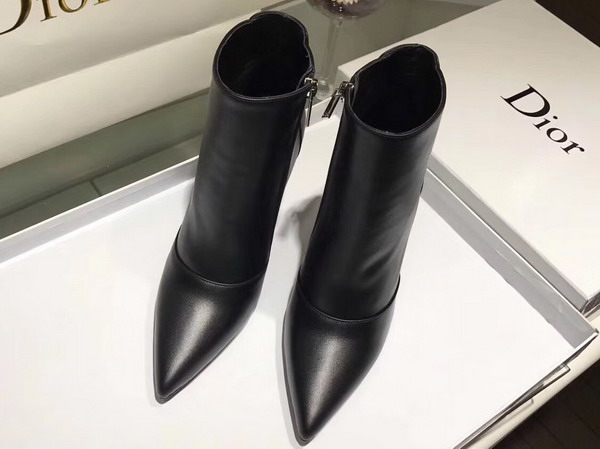Dior Ankle Boot with Side Zip in Black Calfskin Leather 10cm Heel For Sale