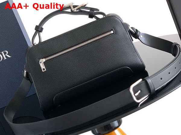 Dior Archie Zipped Bag with Strap Black Grained Calfskin Replica
