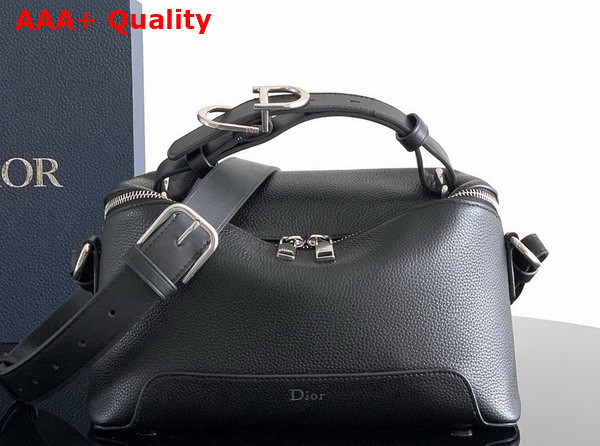 Dior Archie Zipped Bag with Strap Black Grained Calfskin Replica