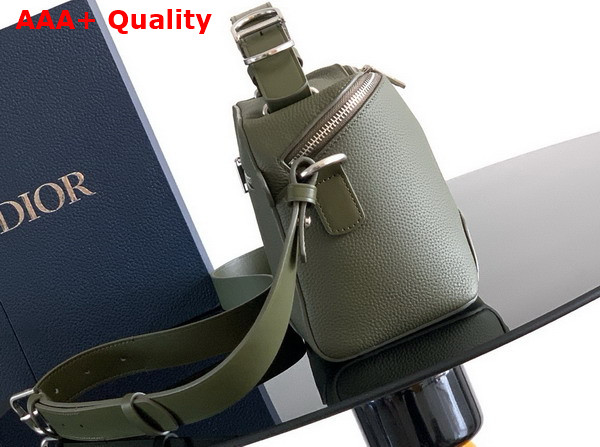 Dior Archie Zipped Bag with Strap Khaki Grained Calfskin Replica