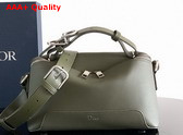 Dior Archie Zipped Bag with Strap Khaki Grained Calfskin Replica