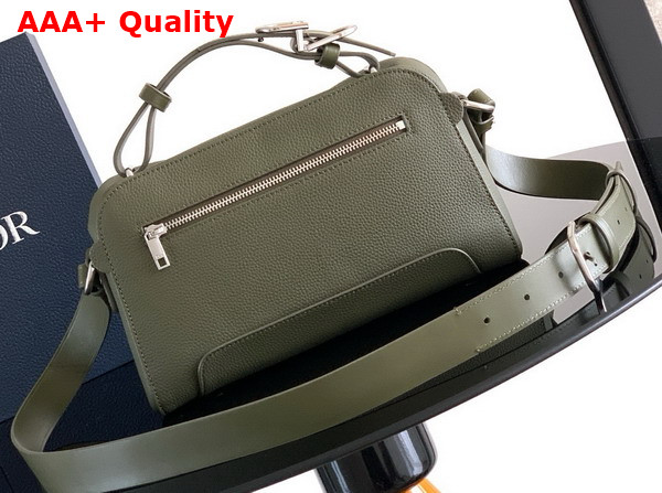 Dior Archie Zipped Bag with Strap Khaki Grained Calfskin Replica