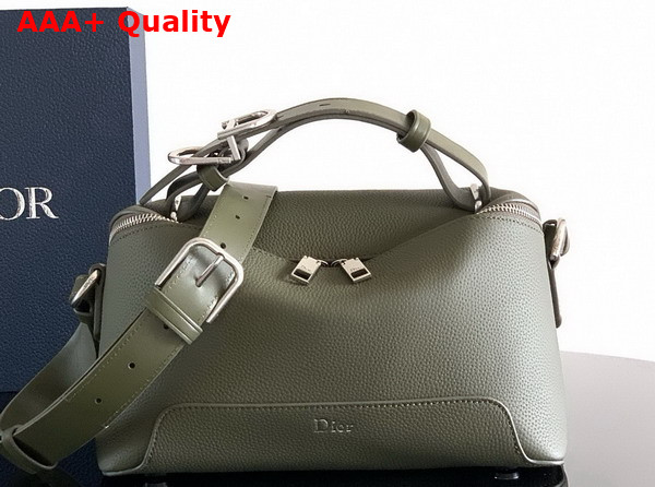 Dior Archie Zipped Bag with Strap Khaki Grained Calfskin Replica